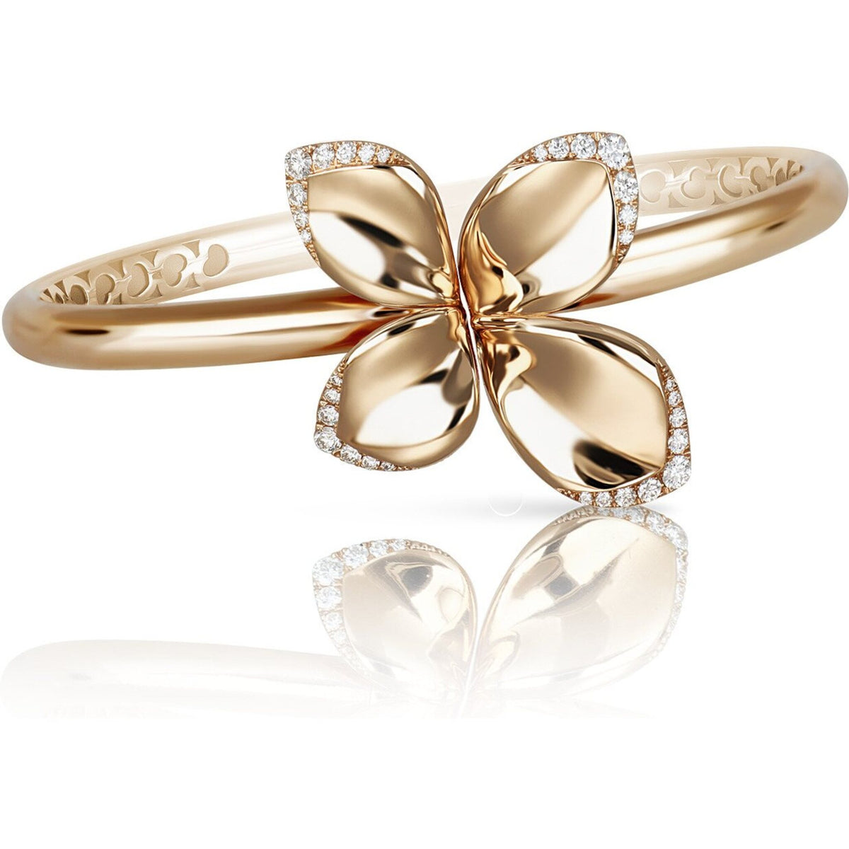 Pasquale Bruni - Giardini Segreti Medium Flower Bracelet in 18k Rose Gold with White Diamonds