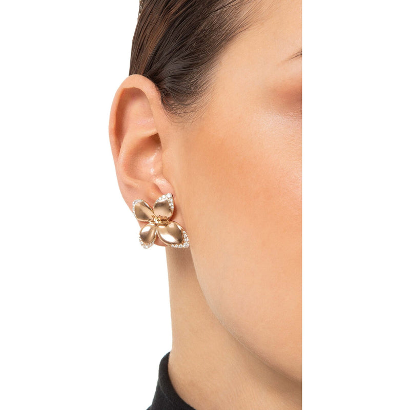 Pasquale Bruni - Giardini Segreti Small Flower Earrings in 18k Rose Gold with White Diamonds