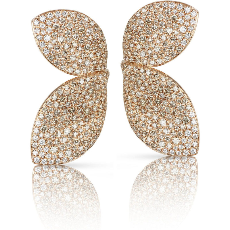 Pasquale Bruni - Giardini Segreti Earrings in 18k Rose Gold with White and Champagne Diamonds