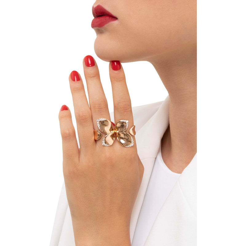 Pasquale Bruni - Giardini Segreti Flamenco Ring in 18k Rose Gold with White Diamonds