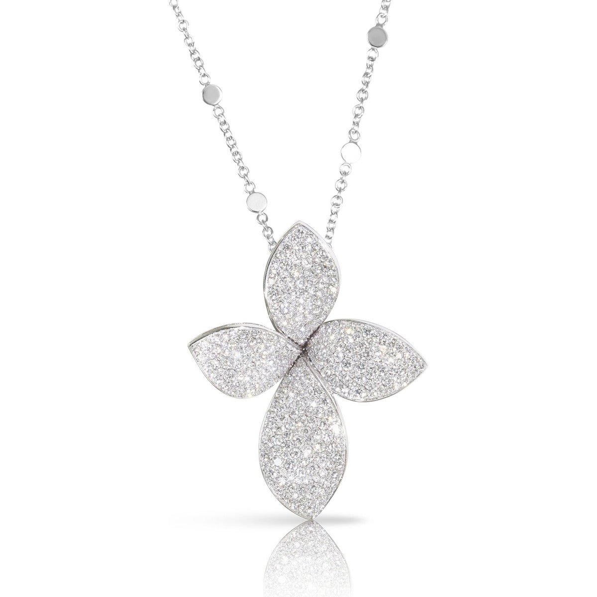 Pasquale Bruni - Giardini Segreti Medium Flower Necklace in 18k White Gold with White Diamonds