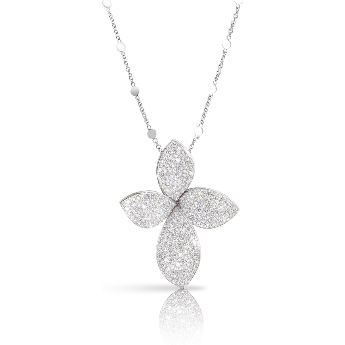 Pasquale Bruni - Giardini Segreti Small Flower Necklace in 18k White Gold with White Diamonds