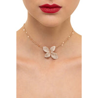 Pasquale Bruni - Giardini Segreti Medium Flower Necklace in 18k Rose Gold with White and Champagne Diamonds