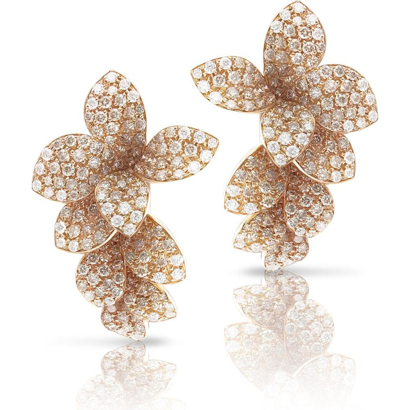 Pasquale Bruni Petit Garden Earrings in 18K Rose Gold With White and Champagne Diamonds