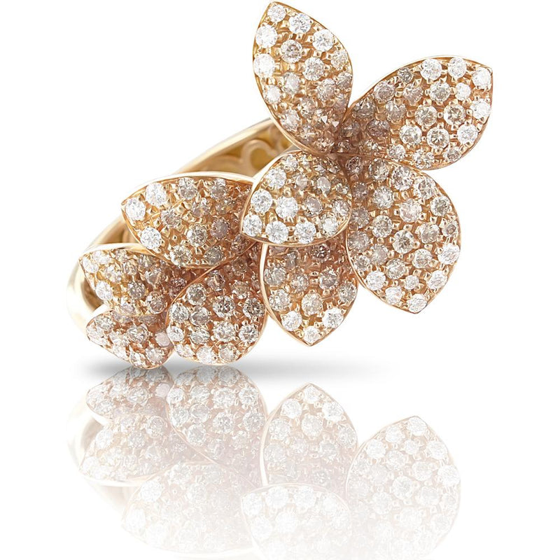 Pasquale Bruni Petit Garden Ring in 18K Rose Gold With White and Champagne Diamonds