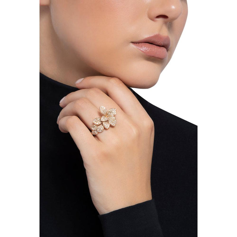 Pasquale Bruni Petit Garden Ring in 18K Rose Gold With White and Champagne Diamonds