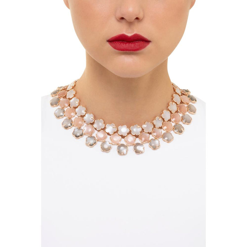 Pasquale Bruni Petit Joli Bouquet Lunaire Collier in 18K Rose Gold With Grey, White, Pink Moonstone and White Diamonds