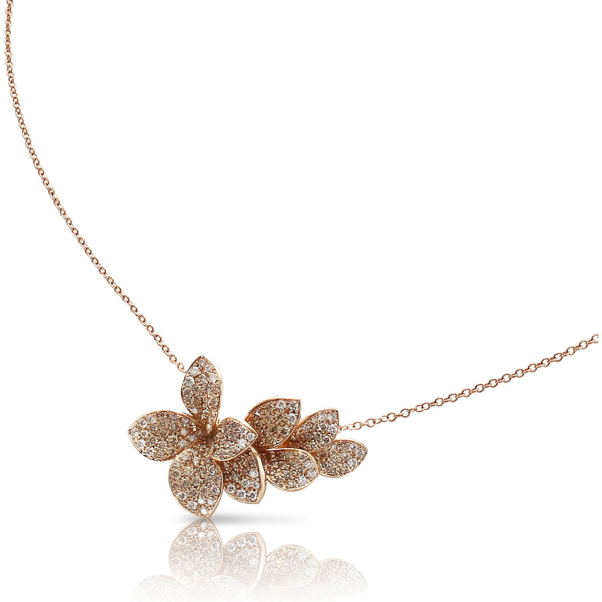 Pasquale Bruni - Stella in Fiore Necklace in 18k Rose Gold with White and Champagne Diamonds