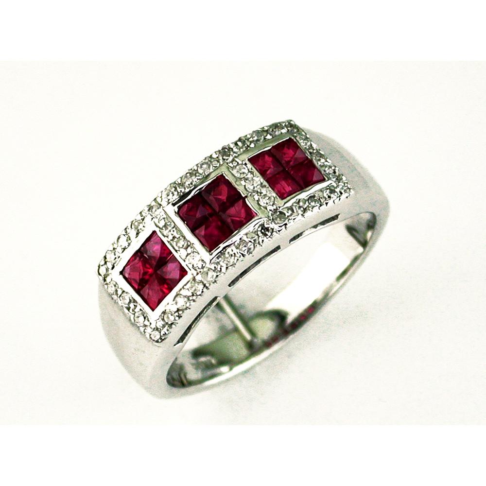 Passion's Embrace: Royal 14K White Gold Ruby & Diamond Ring