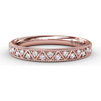 Patterned Diamond Band with Round Diamonds and Milgrain Details by Fana - 0.13 Carat Total Diamond Weight