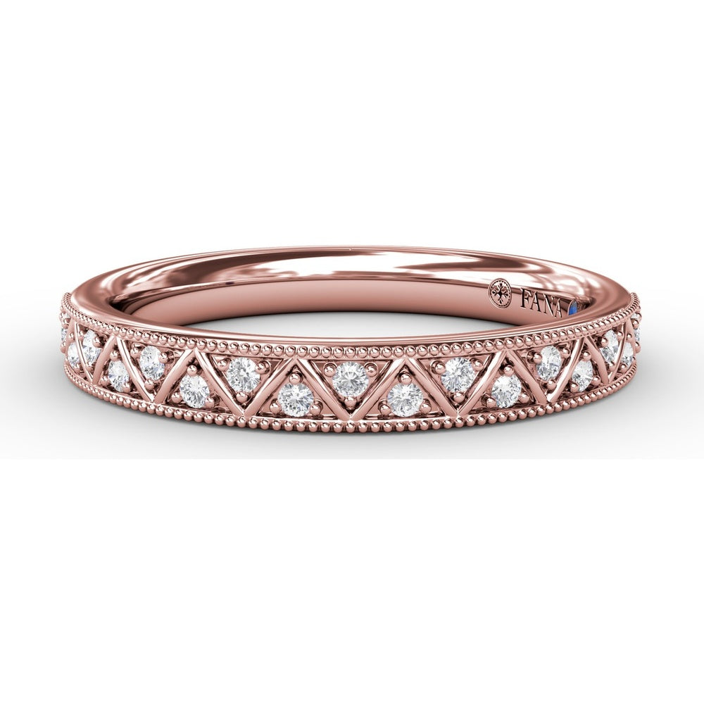 Patterned Diamond Band with Round Diamonds and Milgrain Details by Fana - 0.13 Carat Total Diamond Weight