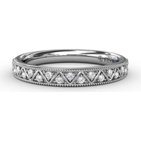 Patterned Diamond Band with Round Diamonds and Milgrain Details by Fana - 0.13 Carat Total Diamond Weight