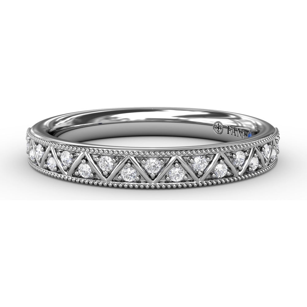 Patterned Diamond Band with Round Diamonds and Milgrain Details by Fana - 0.13 Carat Total Diamond Weight