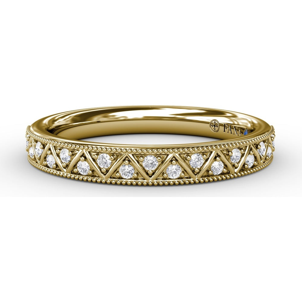 Patterned Diamond Band with Round Diamonds and Milgrain Details by Fana - 0.13 Carat Total Diamond Weight