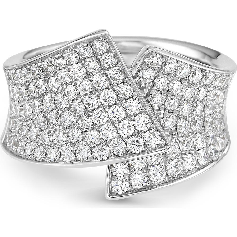 Pavé Diamond Overlap Ring in 18K White Gold by Charles Krypell