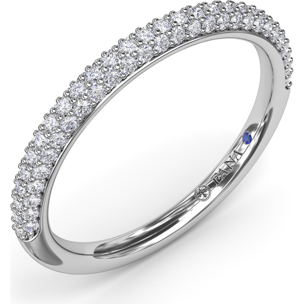 Pavé Diamond Wedding Band with Shared-Prong Round Diamonds by Fana - 0.38 Carat Total Diamond Weight