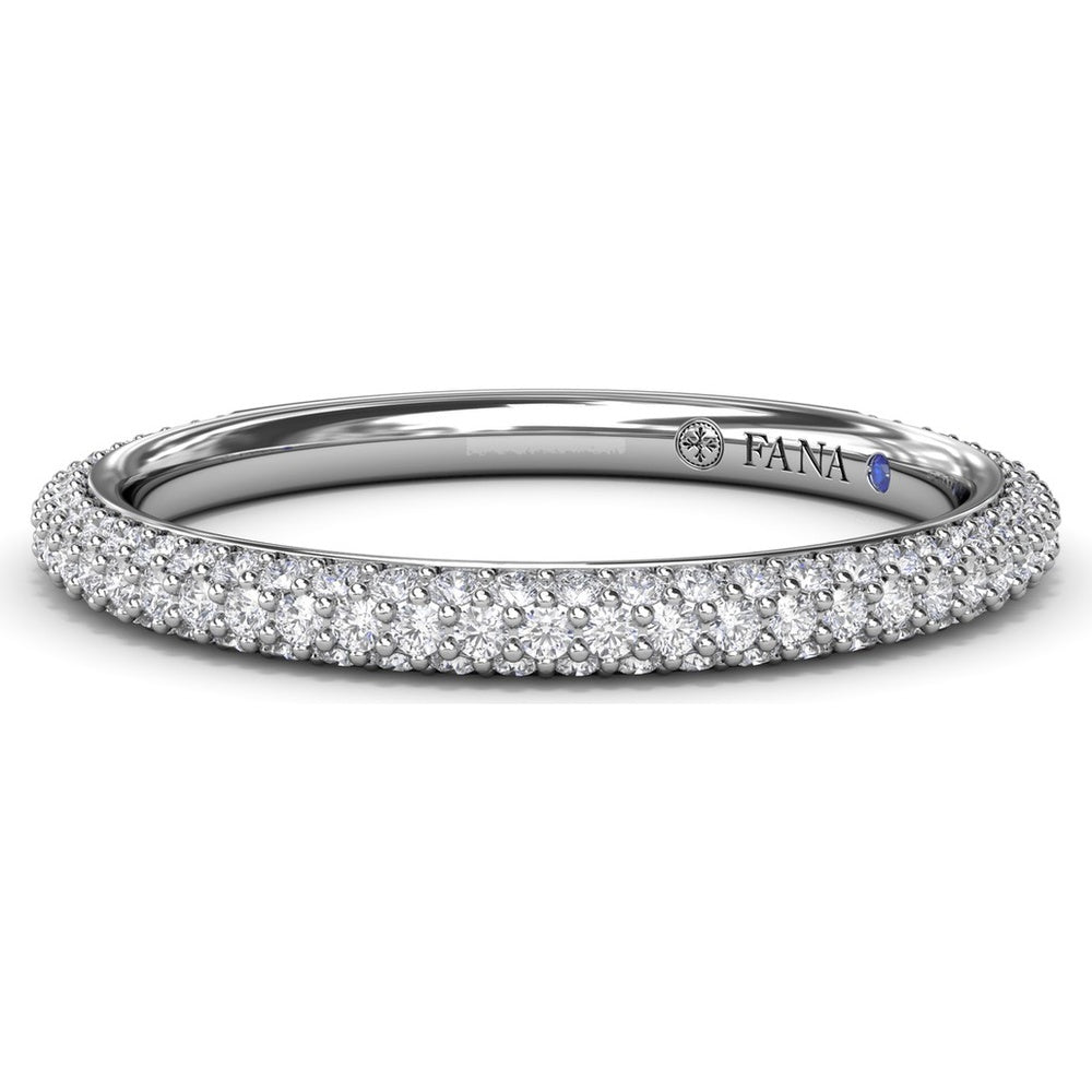 Pavé Diamond Wedding Band with Three Rows of Round Diamonds by Fana - 0.57 Carat Total Diamond Weight