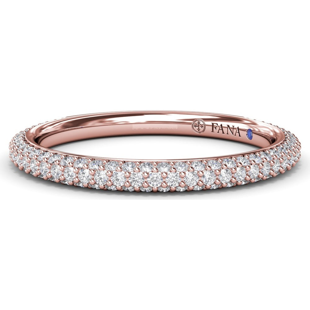 Pavé Diamond Wedding Band with Three Rows of Round Diamonds by Fana - 0.57 Carat Total Diamond Weight