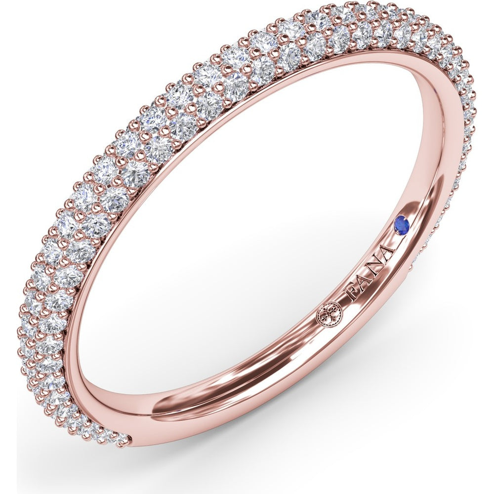 Pavé Diamond Wedding Band with Three Rows of Round Diamonds by Fana - 0.57 Carat Total Diamond Weight