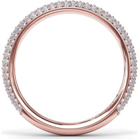 Pavé Diamond Wedding Band with Three Rows of Round Diamonds by Fana - 0.57 Carat Total Diamond Weight