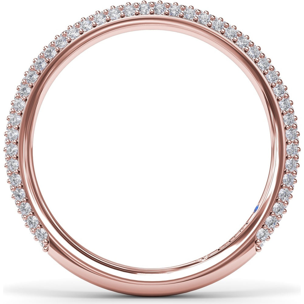 Pavé Diamond Wedding Band with Three Rows of Round Diamonds by Fana - 0.57 Carat Total Diamond Weight