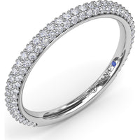 Pavé Diamond Wedding Band with Three Rows of Round Diamonds by Fana - 0.57 Carat Total Diamond Weight