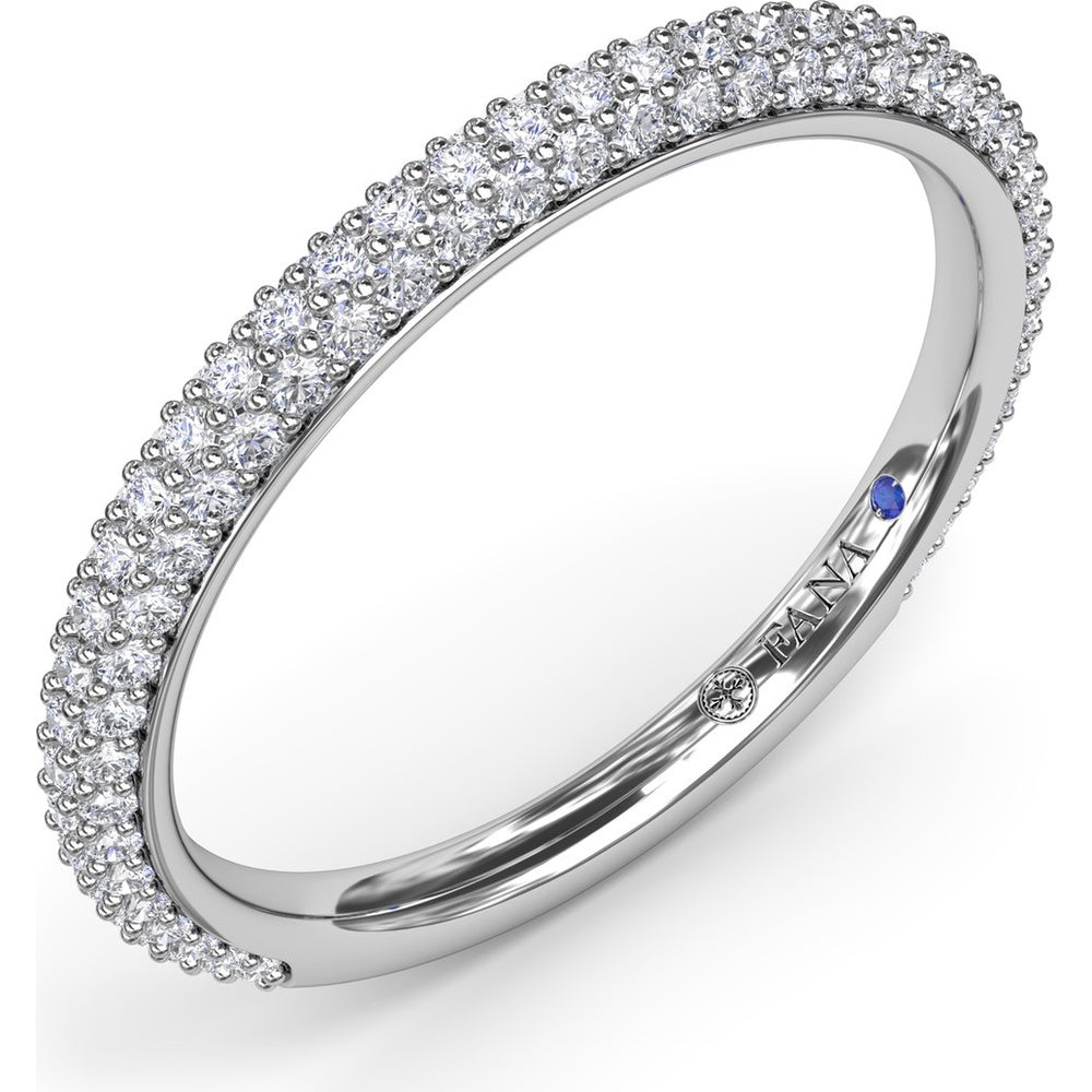 Pavé Diamond Wedding Band with Three Rows of Round Diamonds by Fana - 0.57 Carat Total Diamond Weight