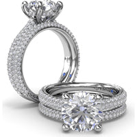 Pavé Diamond Wedding Band with Three Rows of Round Diamonds by Fana - 0.57 Carat Total Diamond Weight