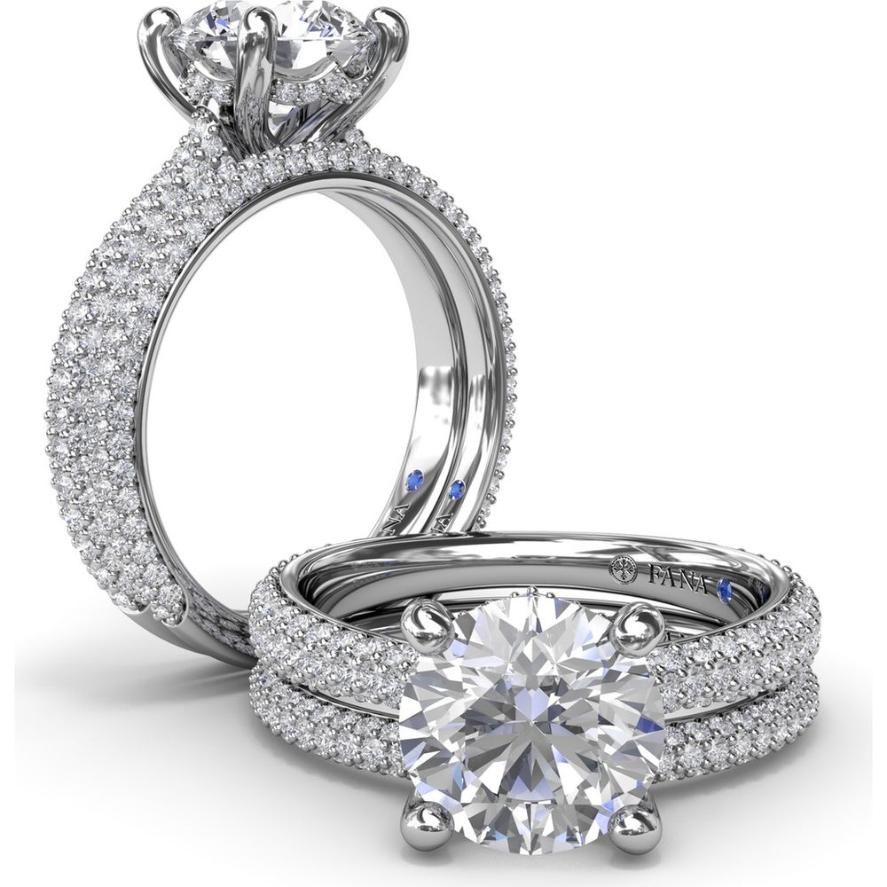 Pavé Diamond Wedding Band with Three Rows of Round Diamonds by Fana - 0.57 Carat Total Diamond Weight