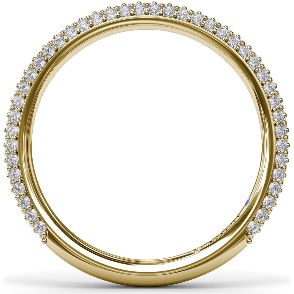 Pavé Diamond Wedding Band with Three Rows of Round Diamonds by Fana - 0.57 Carat Total Diamond Weight