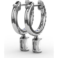 Pavé Hoop Drop Earrings with Emerald Cut Diamonds by Fana - 0.53 Carat Total Diamond Weight