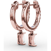 Pavé Hoop Drop Earrings with Emerald Cut Diamonds by Fana - 0.53 Carat Total Diamond Weight