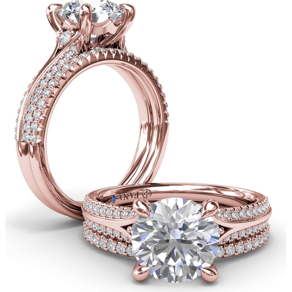 Pavé Set Round Diamond Wedding Band by Fana - 0.18 Carat Total Diamond Weight
