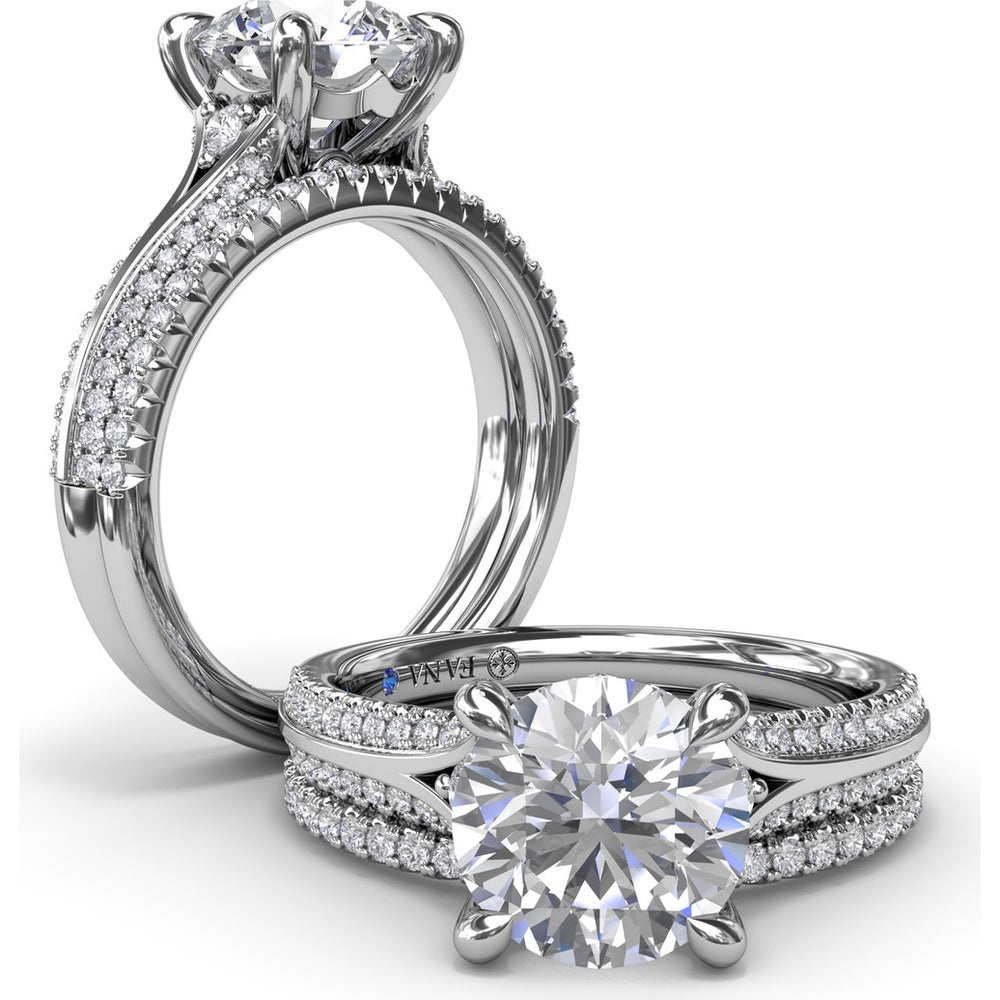 Pavé Set Round Diamond Wedding Band by Fana - 0.18 Carat Total Diamond Weight