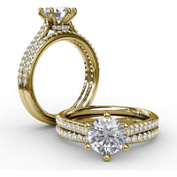 Pavé Set Round Diamond Wedding Band with High Polish Finish by Fana - 0.21 Carat Total Diamond Weight