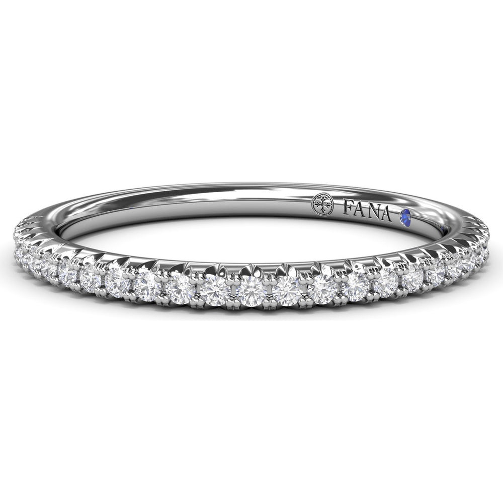 Pavé Set Round Diamond Wedding Band with Shared Prongs by Fana - 0.19 Carat Total Diamond Weight