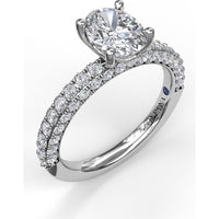 Pavé Split Shank Engagement Ring Setting with Oval Center Stone by Fana - 0.89 Carat Total Diamond Weight