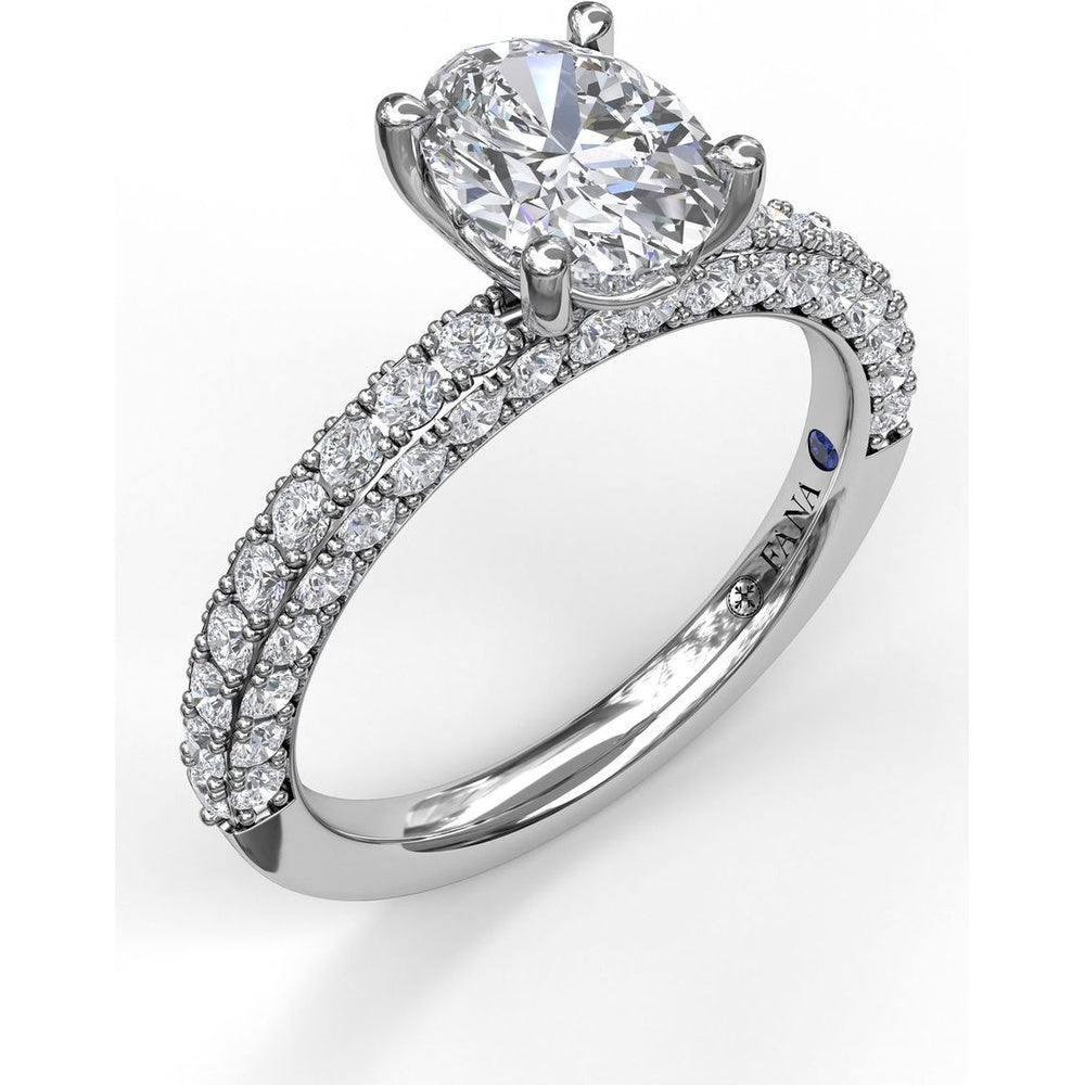 Pavé Split Shank Engagement Ring Setting with Oval Center Stone by Fana - 0.89 Carat Total Diamond Weight