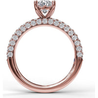 Pavé Split Shank Engagement Ring Setting with Oval Center Stone by Fana - 0.89 Carat Total Diamond Weight