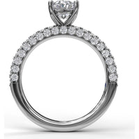 Pavé Split Shank Engagement Ring Setting with Oval Center Stone by Fana - 0.89 Carat Total Diamond Weight