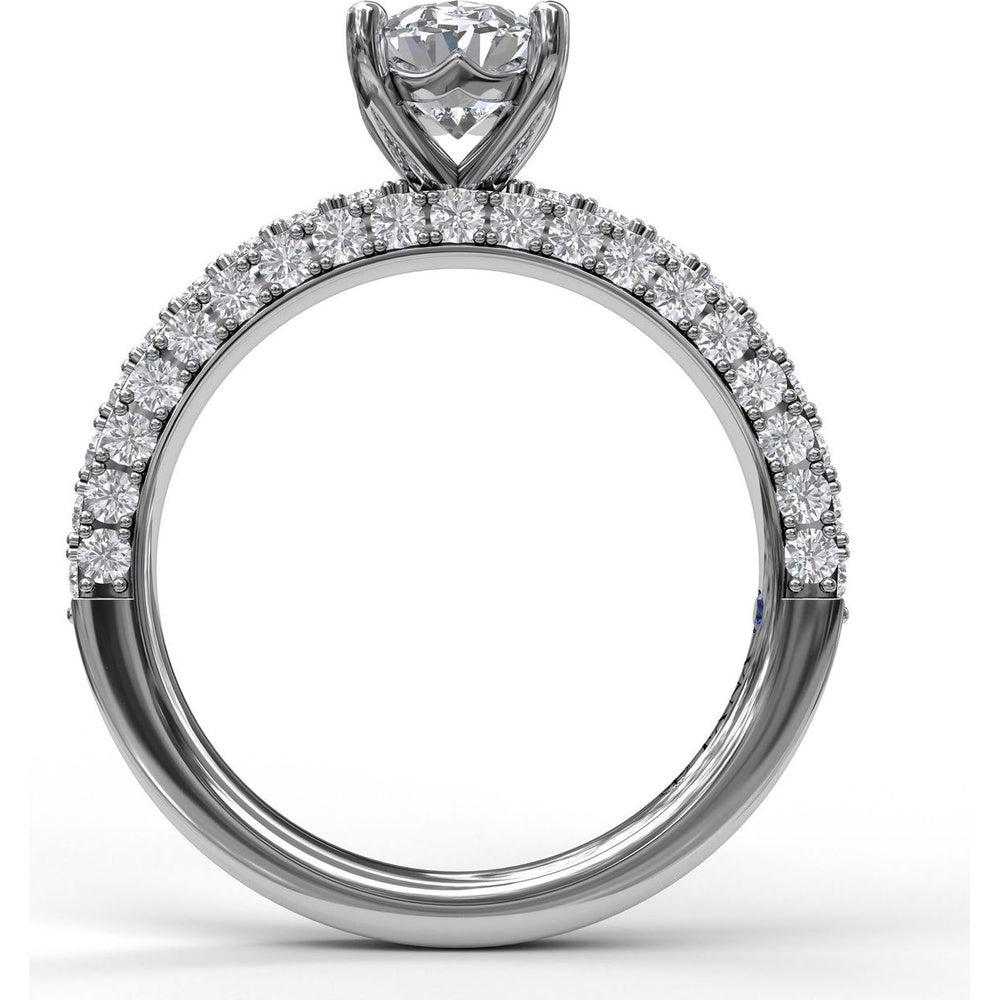 Pavé Split Shank Engagement Ring Setting with Oval Center Stone by Fana - 0.89 Carat Total Diamond Weight