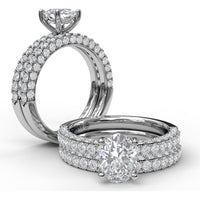 Pavé Split Shank Engagement Ring Setting with Oval Center Stone by Fana - 0.89 Carat Total Diamond Weight