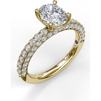 Pavé Split Shank Engagement Ring Setting with Oval Center Stone by Fana - 0.89 Carat Total Diamond Weight