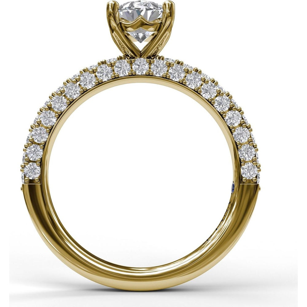 Pavé Split Shank Engagement Ring Setting with Oval Center Stone by Fana - 0.89 Carat Total Diamond Weight