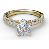 Pavé Split Shank Engagement Ring Setting with Oval Center Stone by Fana - 0.89 Carat Total Diamond Weight