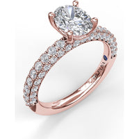 Pavé Split Shank Engagement Ring Setting with Oval Center Stone by Fana - 0.89 Carat Total Diamond Weight