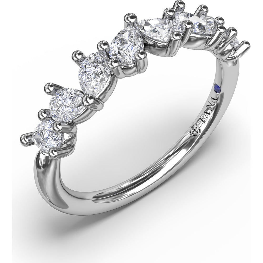 Pear Cluster Diamond Ring with Prong Set Diamonds by Fana - 0.84 Carat Total Diamond Weight
