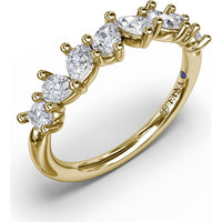 Pear Cluster Diamond Ring with Prong Set Diamonds by Fana - 0.84 Carat Total Diamond Weight