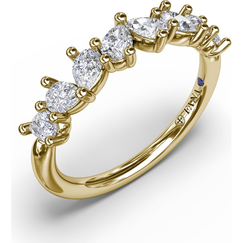 Pear Cluster Diamond Ring with Prong Set Diamonds by Fana - 0.84 Carat Total Diamond Weight