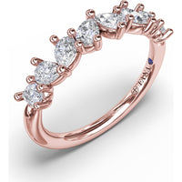 Pear Cluster Diamond Ring with Prong Set Diamonds by Fana - 0.84 Carat Total Diamond Weight